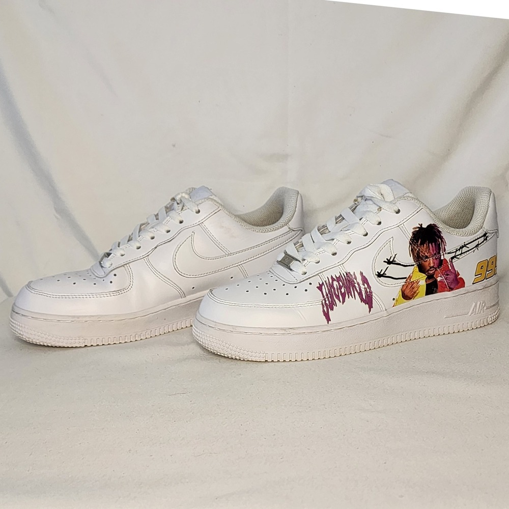 Nike Air Force 1 Low Custom Juice WRLD 999 White Sneakers Shoes US 7.5